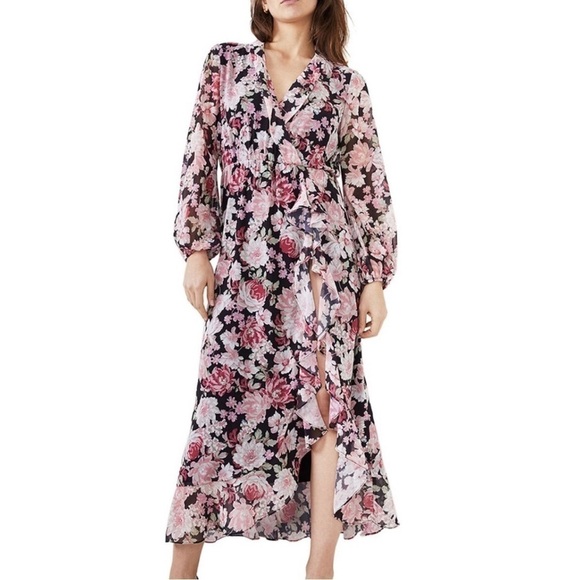 Bardot Black and Pink Floral Garden Justine Dress - Picture 1 of 16